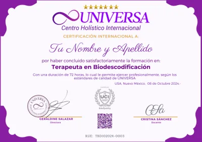 Certificado Terapeuta en Biodescodificacion en Constelaciones Familiares cuánticas – UNIVERSA curso online completo Certificado Terapeuta en Biodescodificacion en Constelaciones Familiares cuánticas - UNIVERSA curso online completo