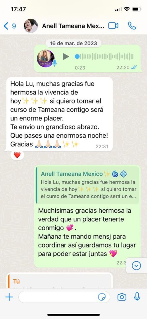 Testimonios, Tameana certificación internacional - Terapia con cristales