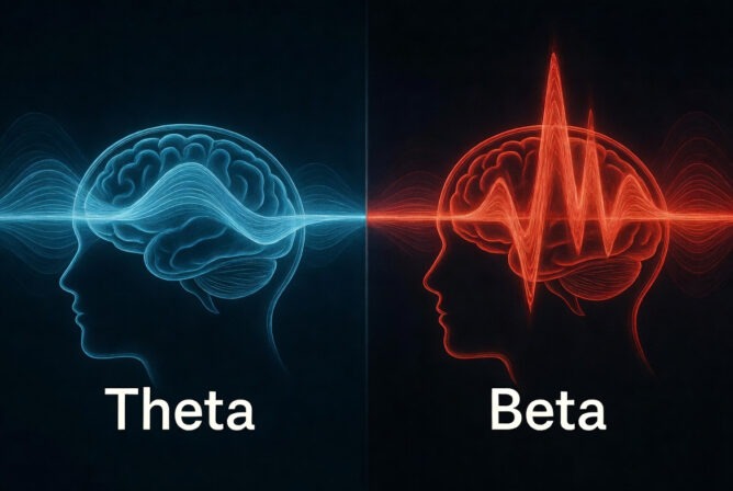 Comparativa de ondas cerebrales: Beta en estado consciente vs Theta en hipnosis