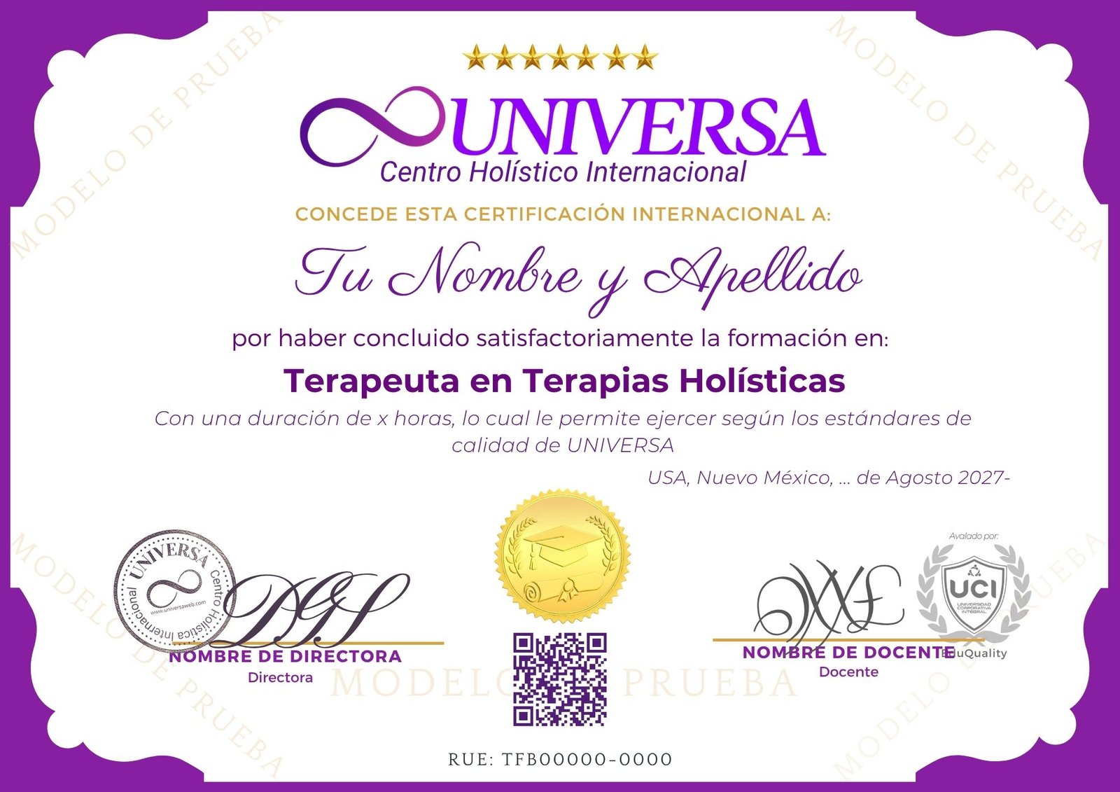 Certificado de UNIVERSA: Terapeuta en Flores de Bach